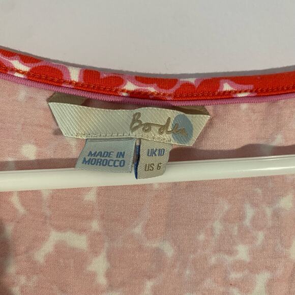 Boden Women's size 6 Medium Pink Red Floral 3/4 Sleeve Viscose Dress Workwear - Picture 2 of 8